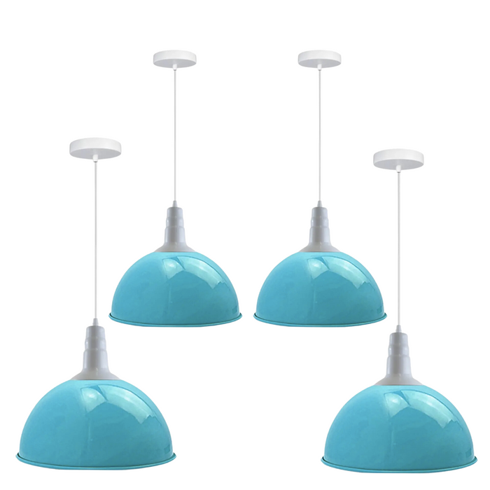 4 Pack Lampshade Vintage Industrial Metal Blue Ceiling Pendant Lights Shade