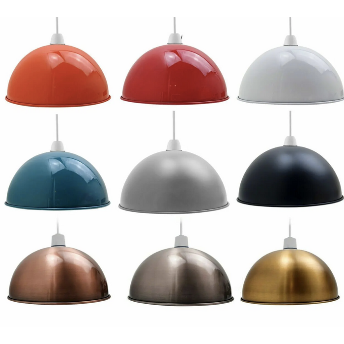 Retro Dome Easy Fit Metaalkleur Shade Lampenkap plafondlamp