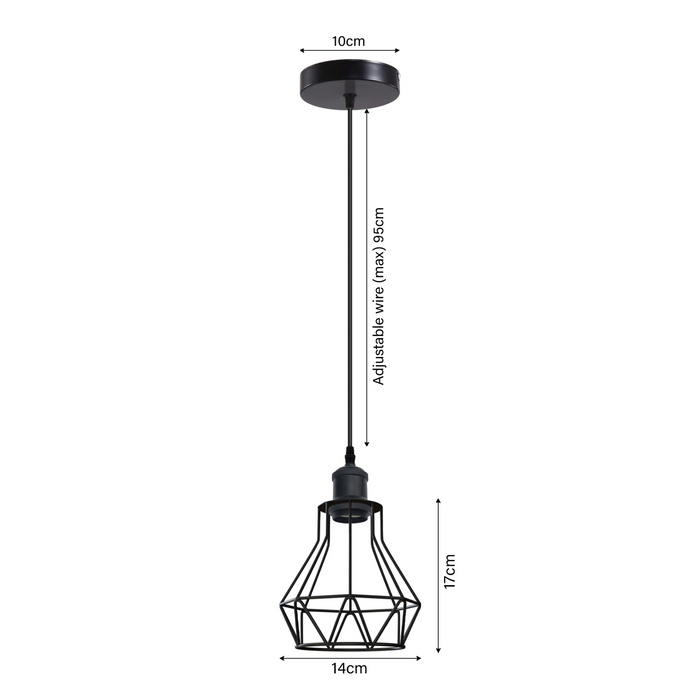 Industrial Pendant Light | Paul | Cage Light | 1 Way | Black