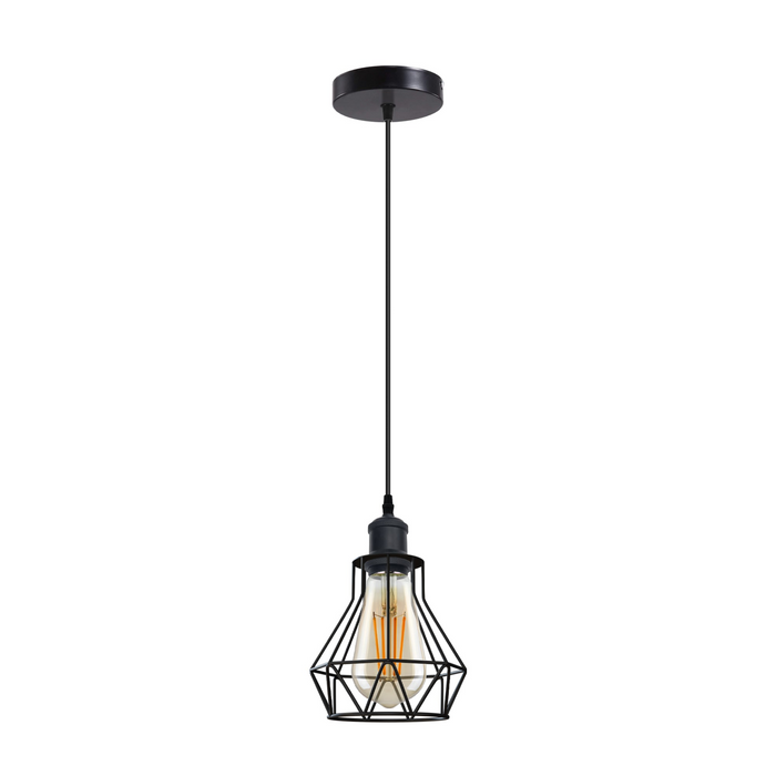 Industrial Pendant Light | Paul | Cage Light | 1 Way | Black