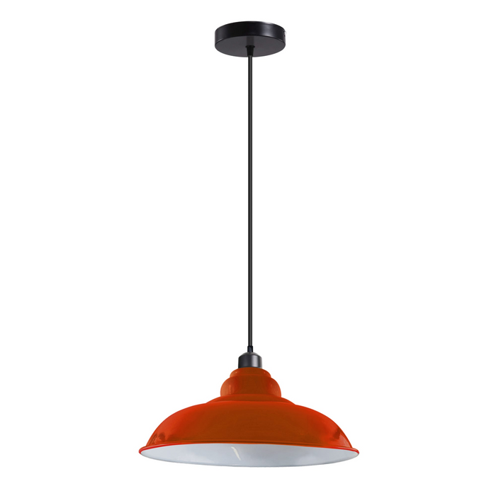 Industrial Vintage  32cm  Orange Pendant Retro Metal Lamp Shade E27 Uk Holder