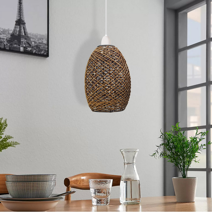 Easy Fit lampenkap geweven design rotan plafond bruin lichte kap