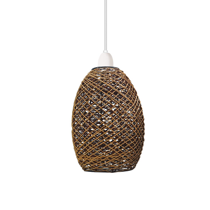 Easy Fit Lampshade Woven Design Rattan Ceiling Brown Light Shade