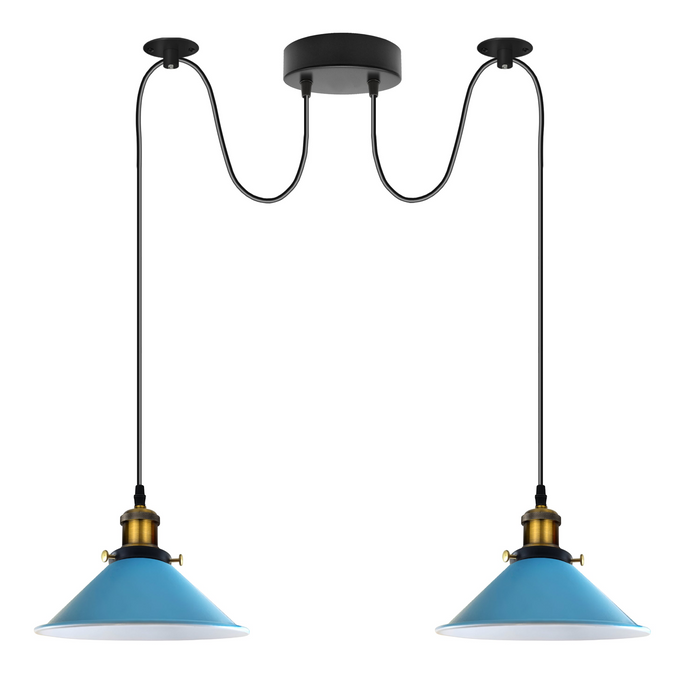 Vintage Pendant Light | Ursa | 2 Way | Metal Shade | Blue