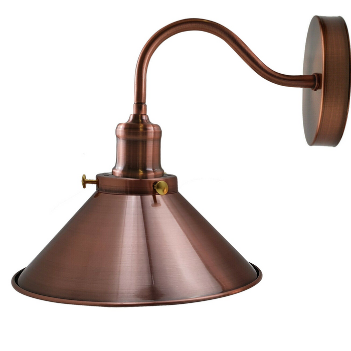 Retro Industrial Swan Neck Wall Light Indoor Sconce Metal Cone Shape Shade For  Basement, Bedroom, Dining Room, Garage