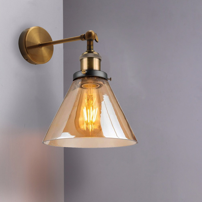 Industrial Retro Vintage Style Adjustable Glass Wall Light Sconce Lamp Fitting