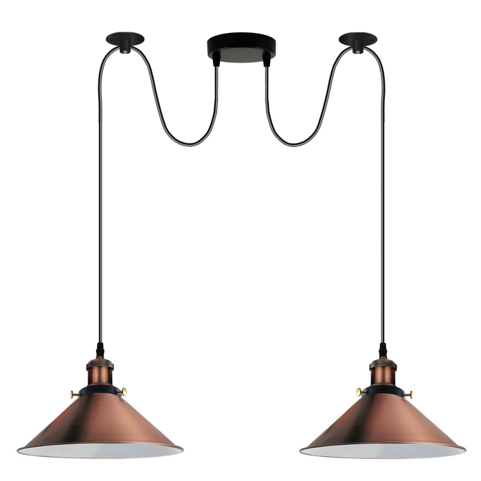 Koperen 2-weg retro industriële plafondlamp E27 hanglamp