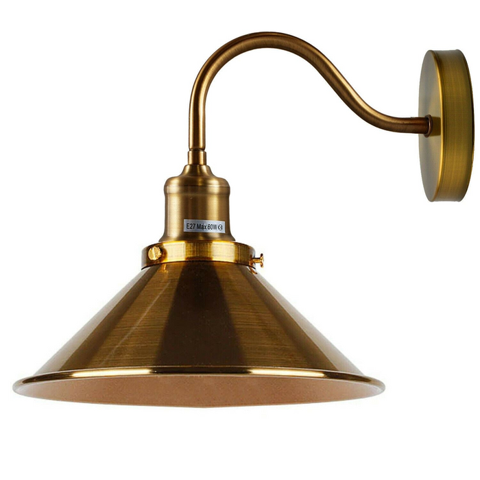 Retro Industrial Swan Neck Wall Light Indoor Sconce Metal Cone Shape Shade For  Basement, Bedroom, Dining Room, Garage