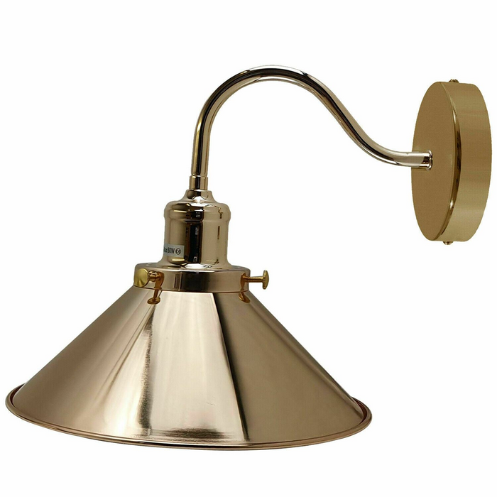 Retro Industrial Swan Neck Wall Light Indoor Sconce Metal Cone Shape Shade For  Basement, Bedroom, Dining Room, Garage