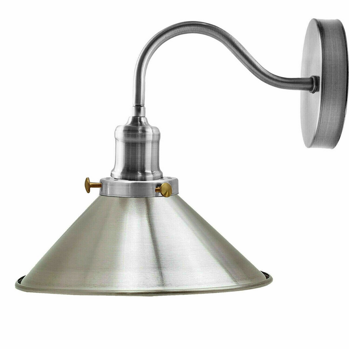 Retro Industrial Swan Neck Wall Light Indoor Sconce Metal Cone Shape Shade For  Basement, Bedroom, Dining Room, Garage