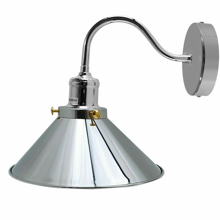 Retro Industrial Swan Neck Wall Light Indoor Sconce Metal Cone Shape Shade For  Basement, Bedroom, Dining Room, Garage