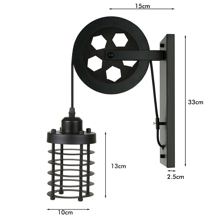 Industrial Wall Light | Dave | Pulley Wheel | Various Colours