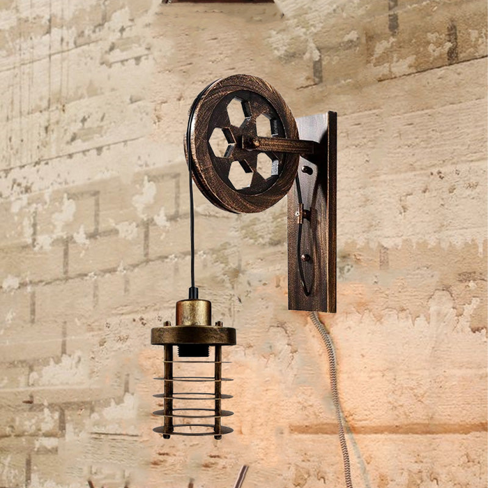 Industrial Wall Light | Dave | Pulley Wheel | Various Colours