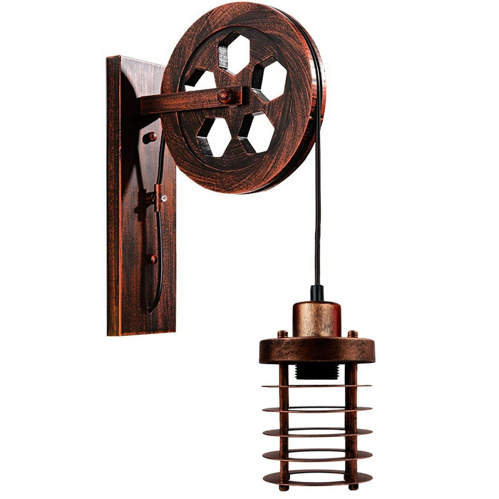 Industrial Wall Light | Dave | Pulley Wheel | Various Colours