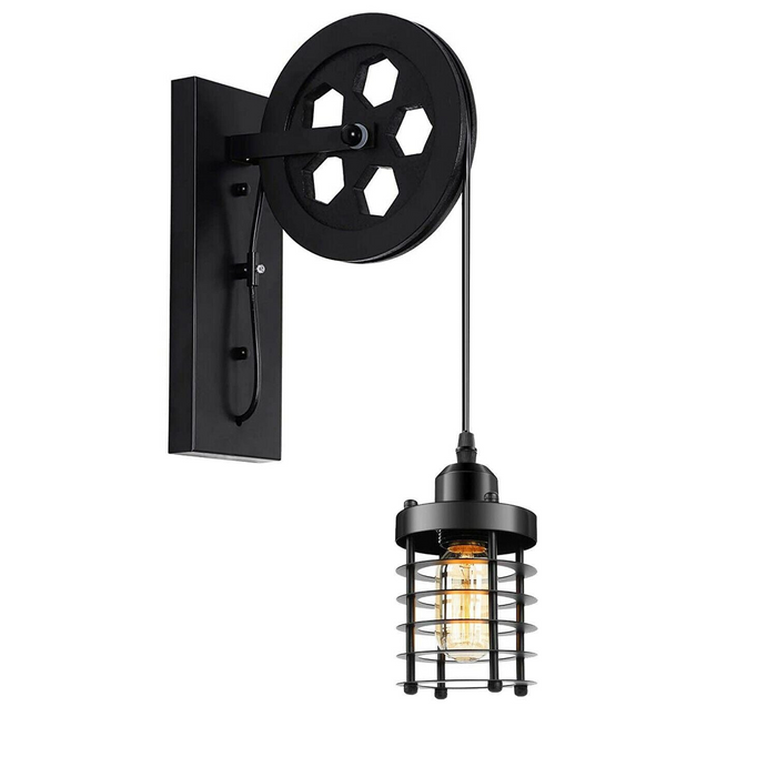 Industrial Wall Light | Dave | Pulley Wheel | Various Colours