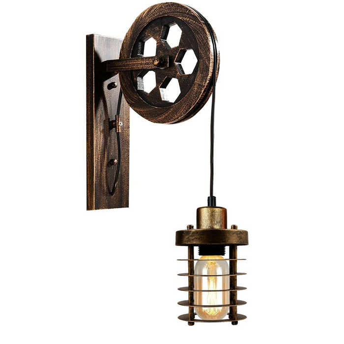 Industrial Wall Light | Dave | Pulley Wheel | Various Colours