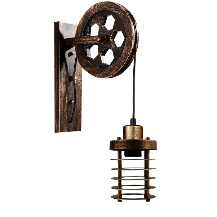 Industrial Wall Light | Dave | Pulley Wheel | Various Colours