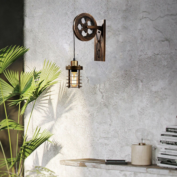 Industrial Wall Light | Dave | Pulley Wheel | Various Colours