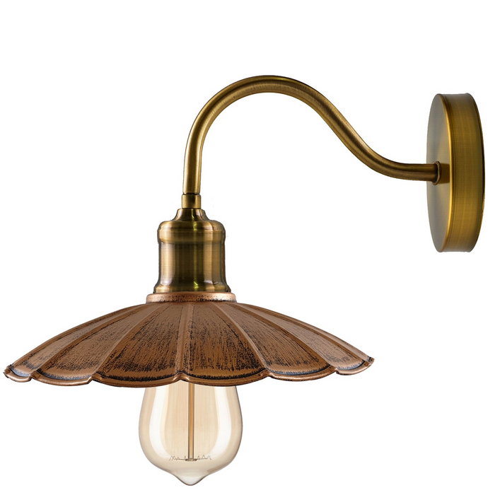 Industrial Wall Light | Haris | Umbrella Shape | Brushed Copper