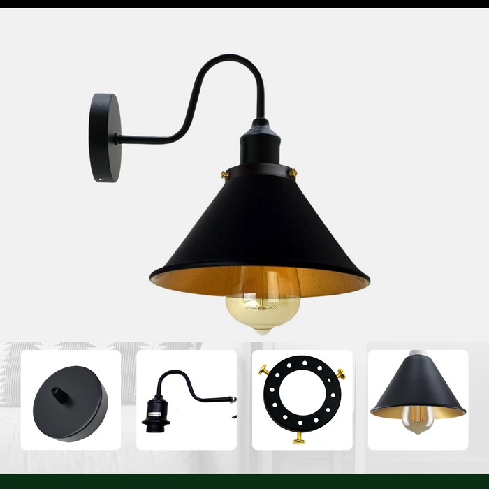 Industrial Metal Wall Light Fitting Vintage Cone shape Wall Sconce