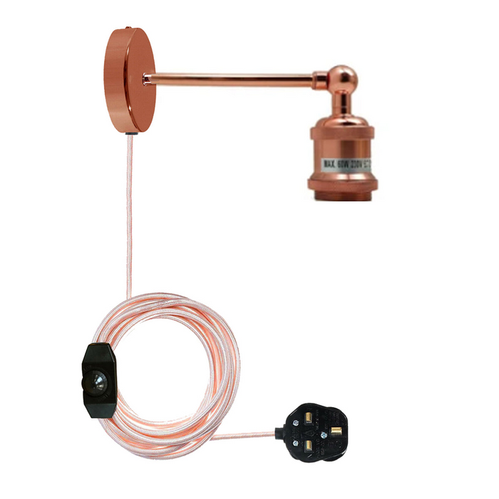 Roségouden wandarm met 4 meter lange plug-in hanger