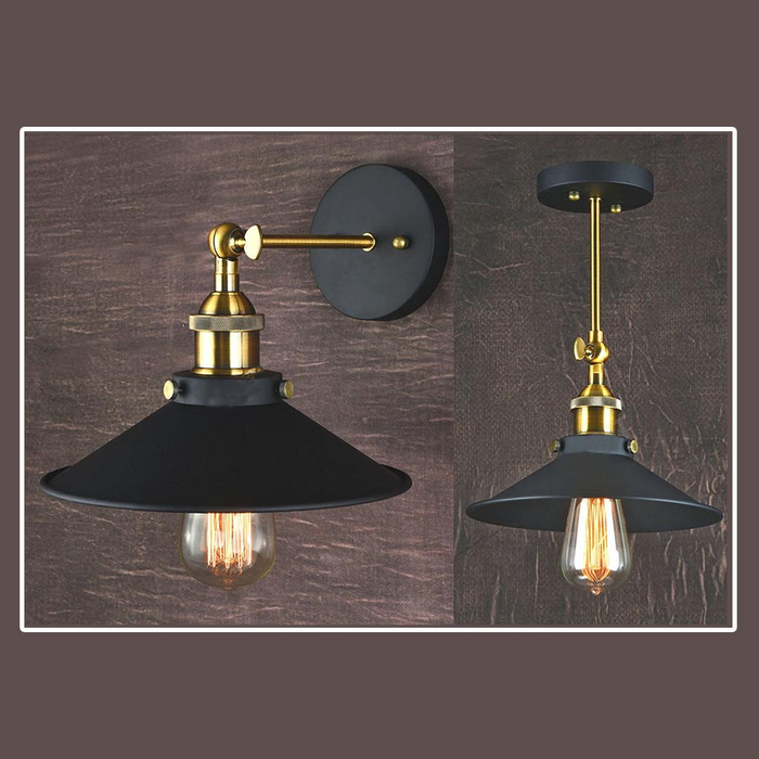 Industriële wandlamp | Ethan | IJzeren Kegel | Zwart