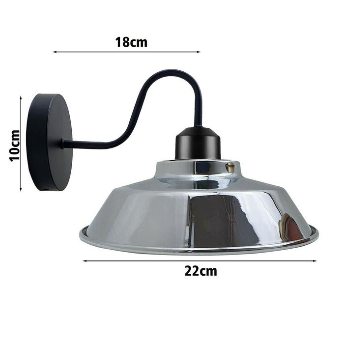 Retro Industrial Wall Lights Fittings E27 Indoor Sconce Metal Bowl Shape Shade For Basement, Bedroom, Home Office