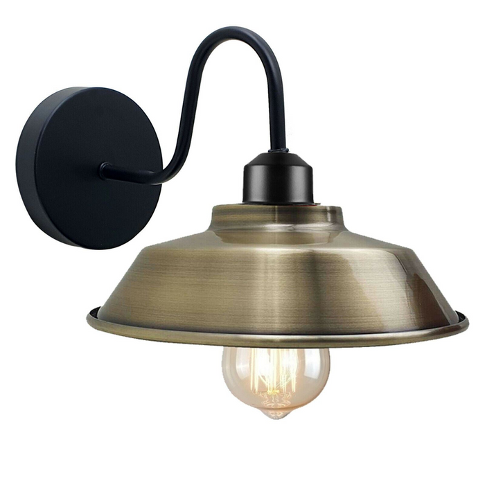 Retro Industrial Wall Lights Fittings E27 Indoor Sconce Metal Bowl Shape Shade For Basement, Bedroom, Home Office