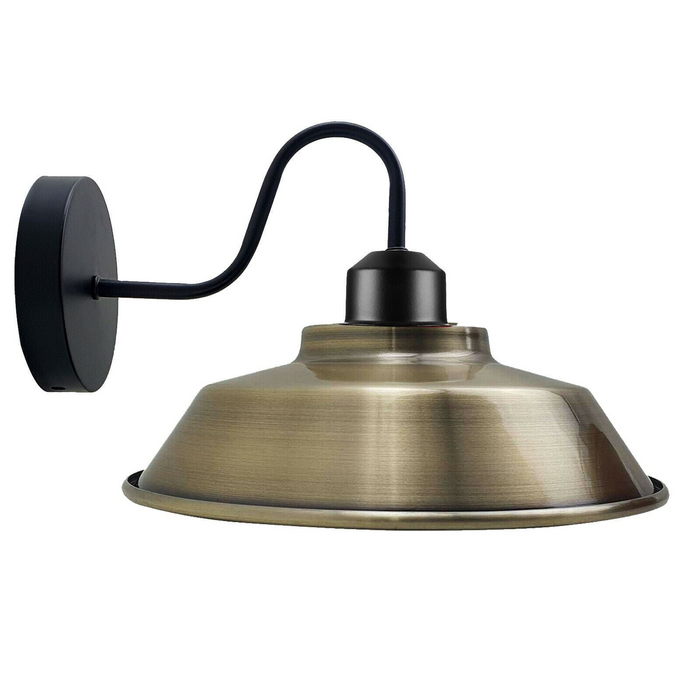 Retro Industrial Wall Lights Fittings E27 Indoor Sconce Metal Bowl Shape Shade For Basement, Bedroom, Home Office