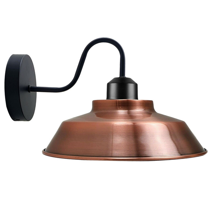 Retro Industrial Wall Lights Fittings E27 Indoor Sconce Metal Bowl Shape Shade For Basement, Bedroom, Home Office