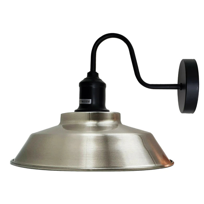 Retro Industrial Wall Lights Fittings E27 Indoor Sconce Metal Bowl Shape Shade For Basement, Bedroom, Home Office