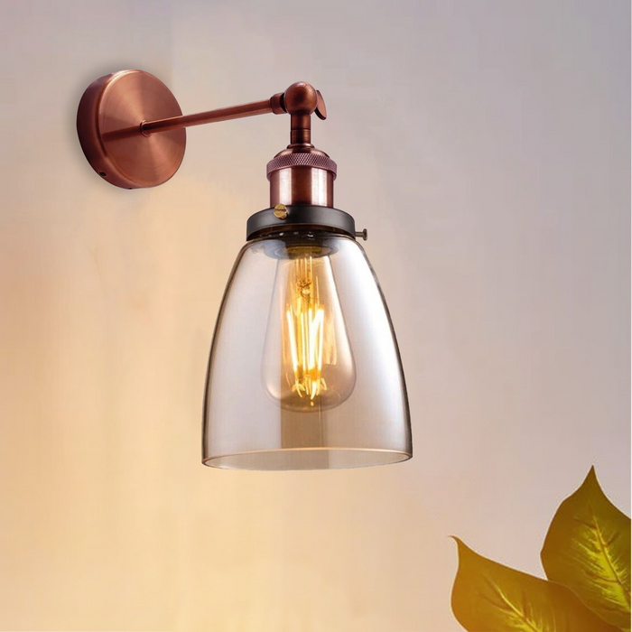 Vintage Industrial Retro Style Adjustable Glass Wall Light Sconce Lamp Fitting