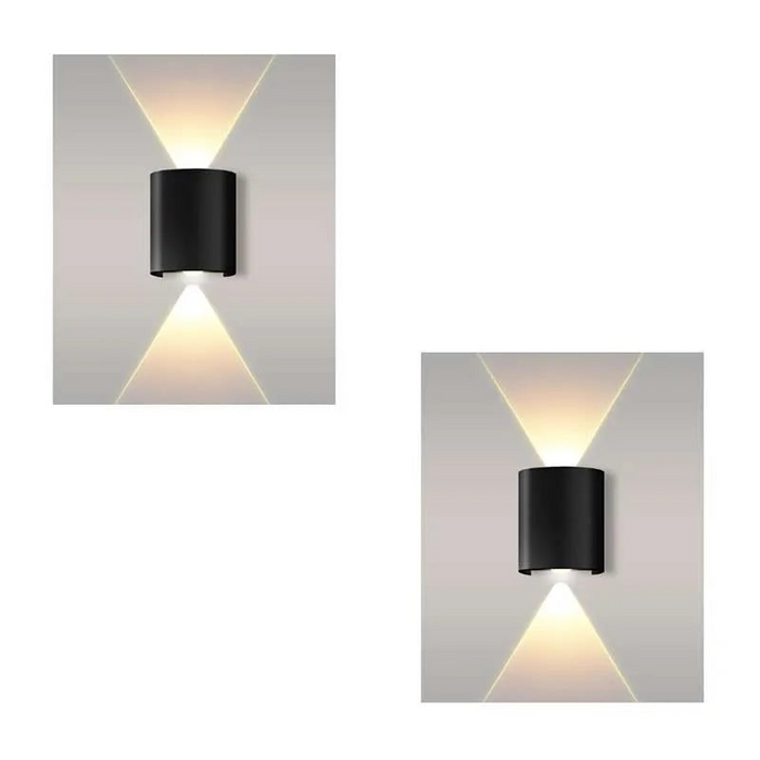 6W LED Indoor-Outdoor Black Curved UP Down Wall light~4962