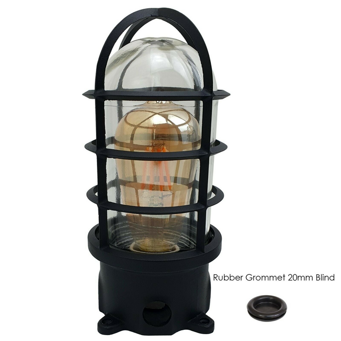 Black Industrial Wall Ceiling Cage Light Bulkhead Metal Marine Glass