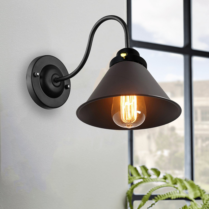 Modern Wall Light | Gia | Iron Cone | Black Coloured