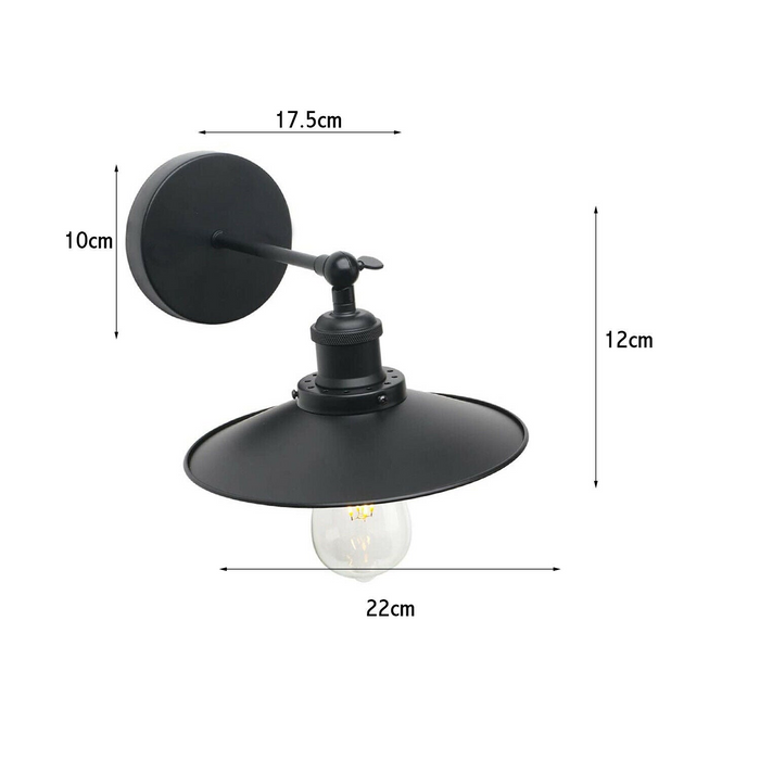 Industrial Wall Light | Evan | Metal Shade | Black