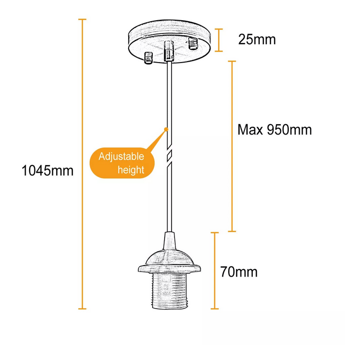 Koperen E27 PVC plafondrozet hanglamp