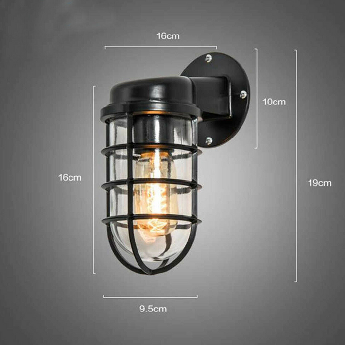 Industrial Wall Light | Grace | Cage Light | Black | 2 Pack