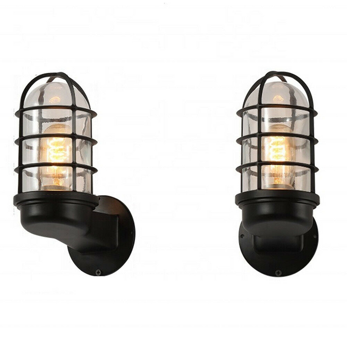 Industrial Wall Light | Grace | Cage Light | Black | 2 Pack