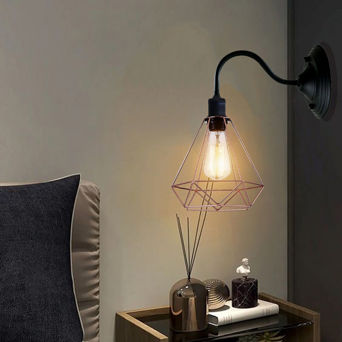 Modern Industrial  Vintage Indoor Rose Gold colour Wall Light Lamp Fitting Fixture E27 Holder UK