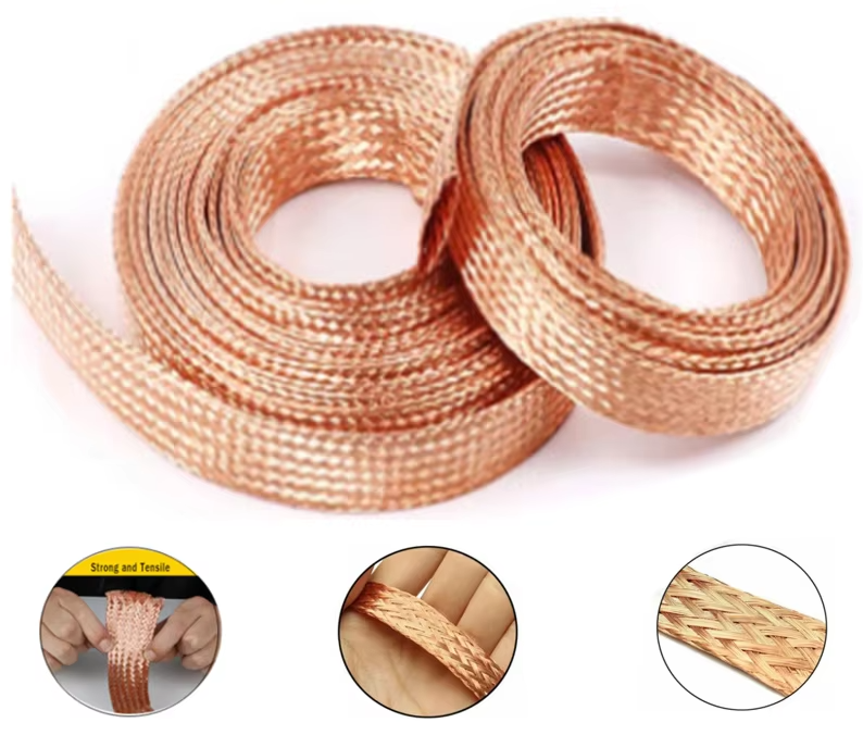 1M – 25M Pure Copper Braid Knitted Mesh Cable – Anti-Interference Flat Wire Protection, Flexible Expandable Sleeving (4mm-25mm Width)