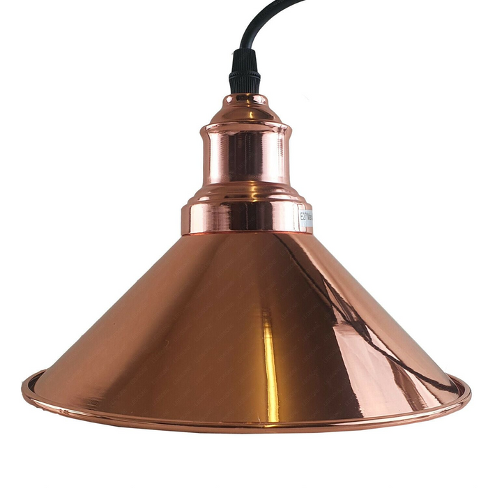 Industrial Vintage single ceiling Pendant Lighting Metal cone Rose Gold Lampshade E27 UK Holder