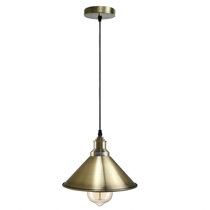 Industriële Vintage hanglamp met enkel plafond Metalen kegel Groen Messing Lampenkap E27 UK Houder