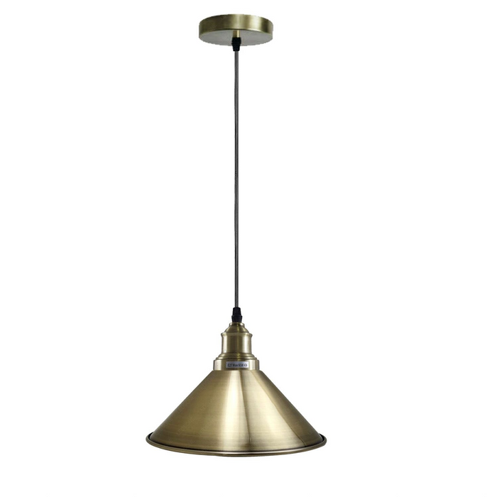 Industrial Vintage single ceiling Pendant Lighting Metal cone Green Brass Lampshade E27 UK Holder