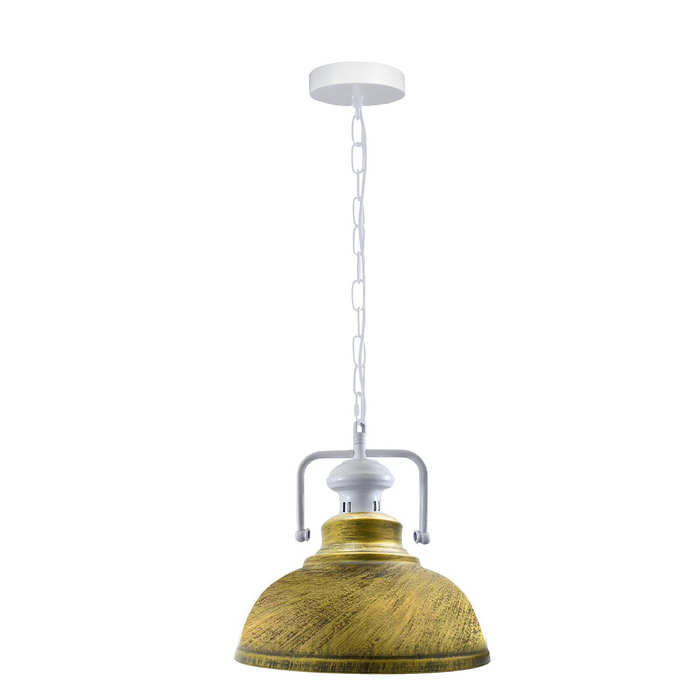 Industrial vintage Retro Indoor Hanging Metal Brushed Brass Pendant Light E27 UK Holder
