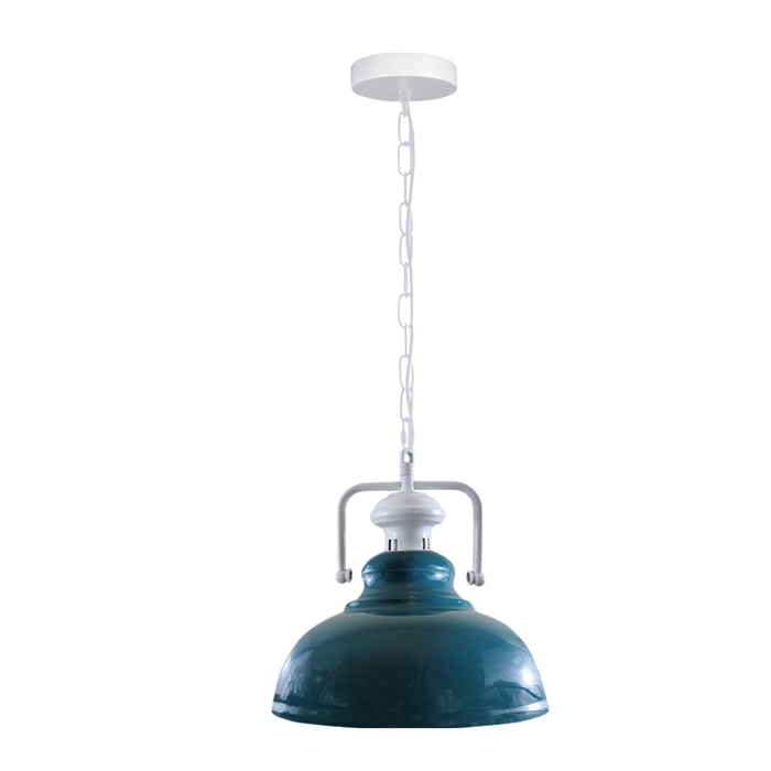 Industriële vintage retro binnen hangende metalen cyaan blauwe hanglamp E27 UK houder