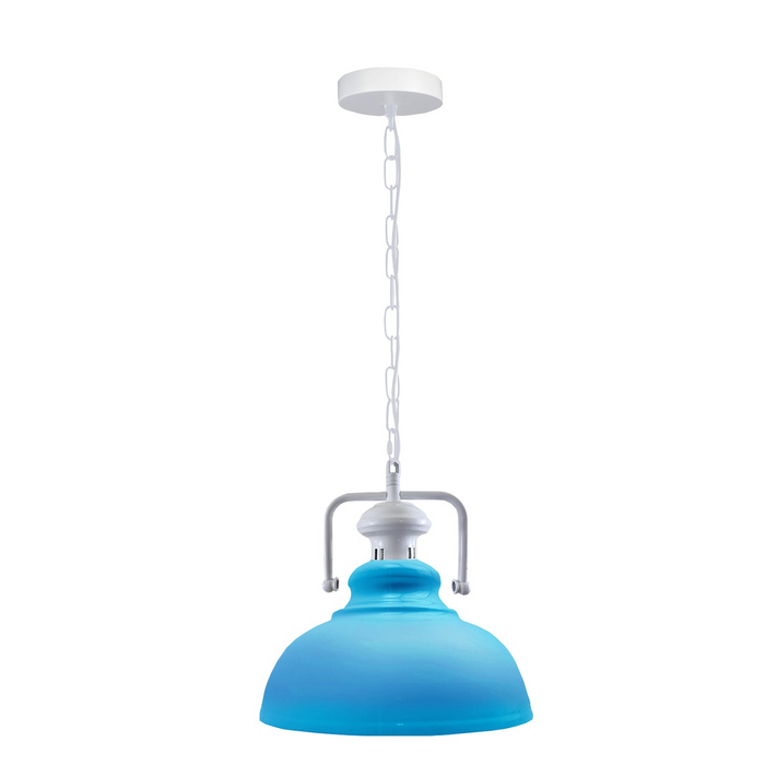 Industriële vintage Retro Indoor Hangende Metalen Lichtblauwe Hanglamp E27 UK Houder