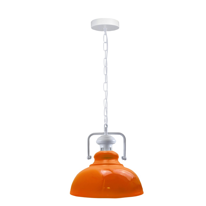 Industrial vintage Retro Indoor Hanging Ceiling Metal Orange Pendant Light E27 UK Holder