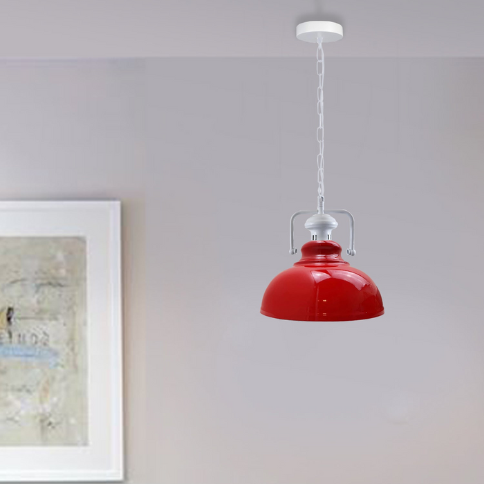 Industriële vintage Retro Indoor Hangende Plafondlamp Metaal Rode Hanglamp E27 UK Houder