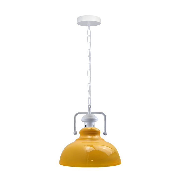 Industrial vintage Retro Indoor Hanging Ceiling Metal Yellow Pendant Light E27 UK Holder